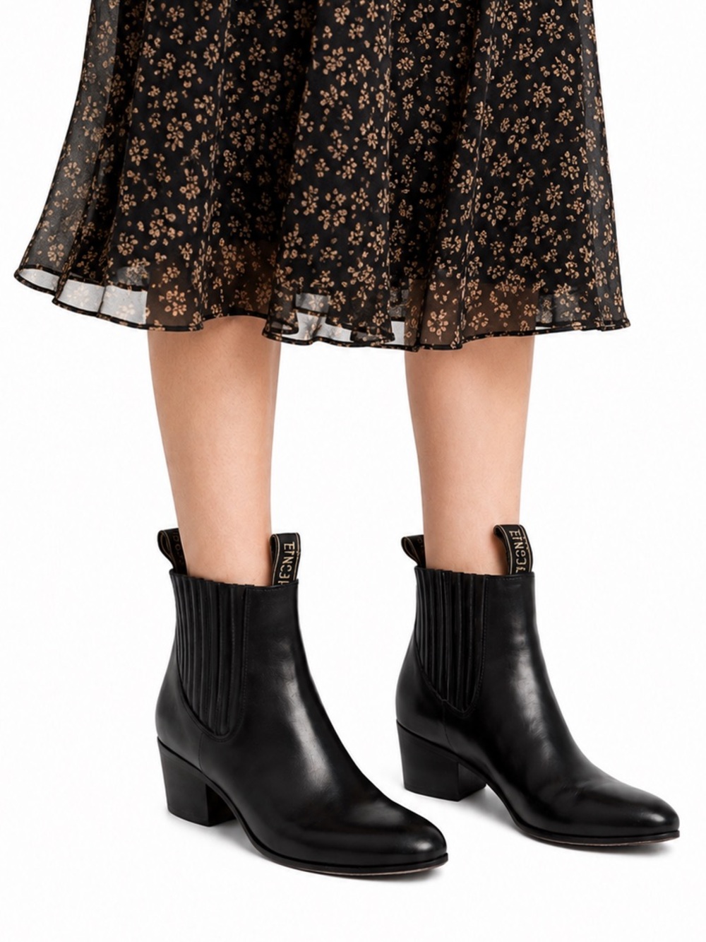 Size 9 El‎ Canelo Women’s Black Deer Leather Charro Ankle Boots